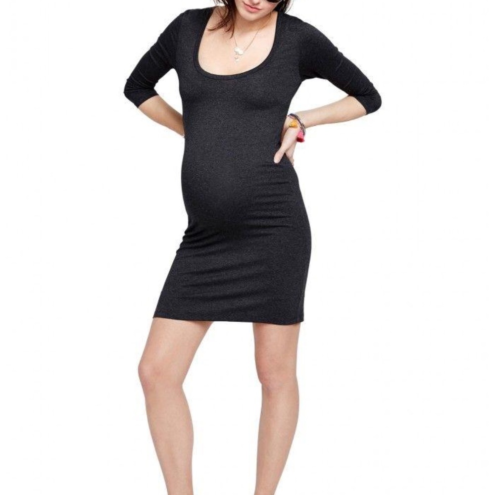Hatch Womens Maternity The 3/4 Body Dress in Black, size P